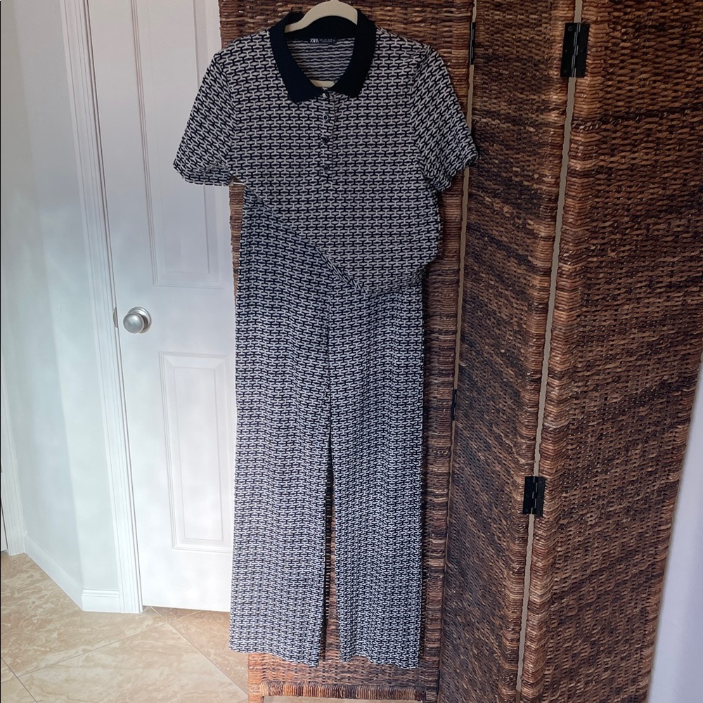Zara Monochrome Patterned Jumpsuit